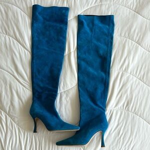 STAUD OVER THE KNEE SUEDE LEATHER CAMI BOOTS IN DIRECTORS BLUE - size 39